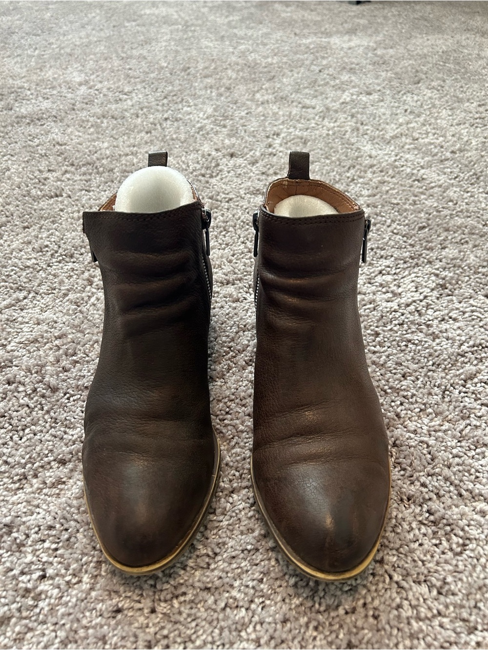Lucky Brand Brown Leather Side-Zip Ankle Booties